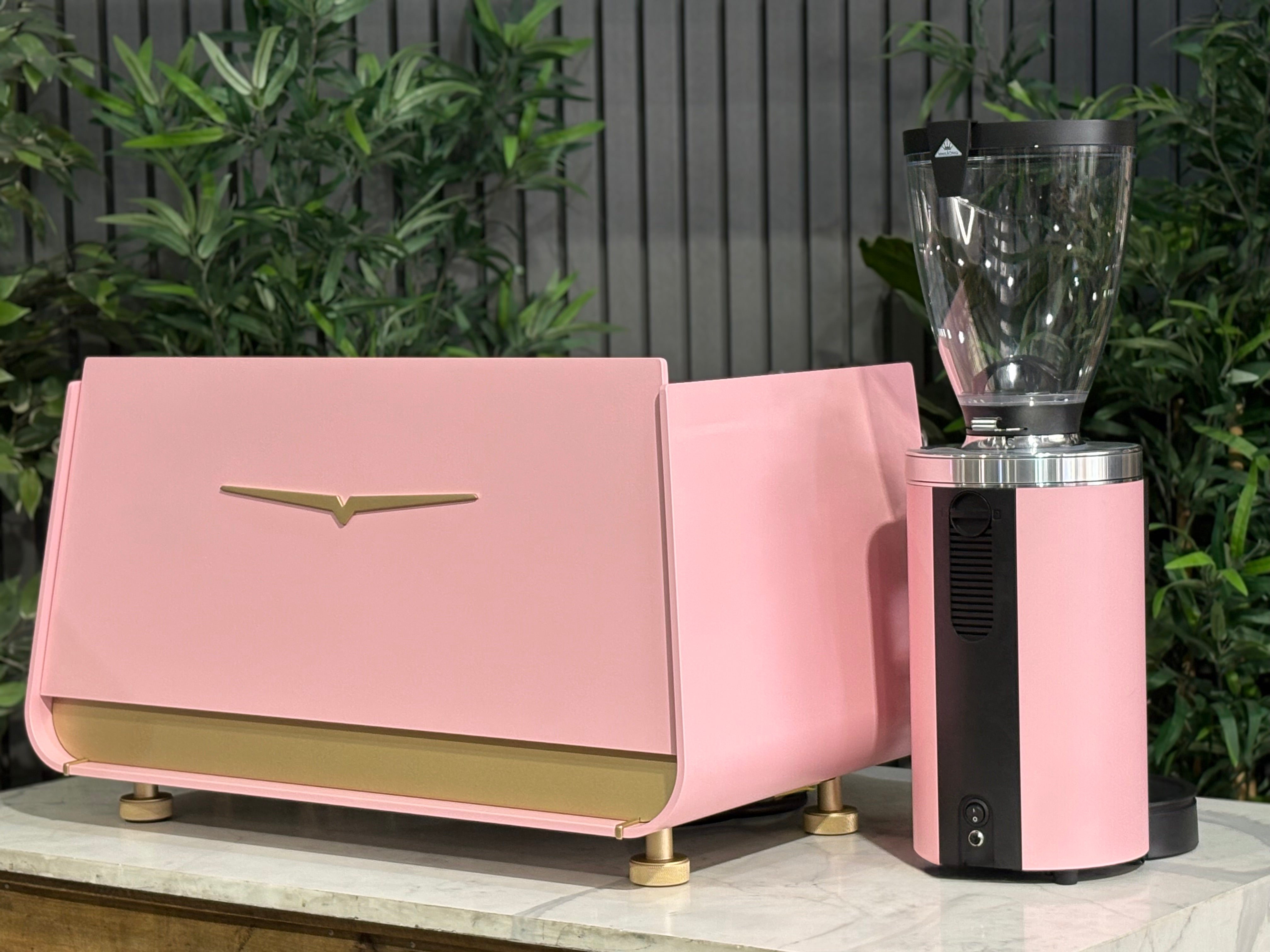 Victoria Arduino Eagle One & Grinder Custom Pink - 2 Group Commercial Espresso Machine - Gold