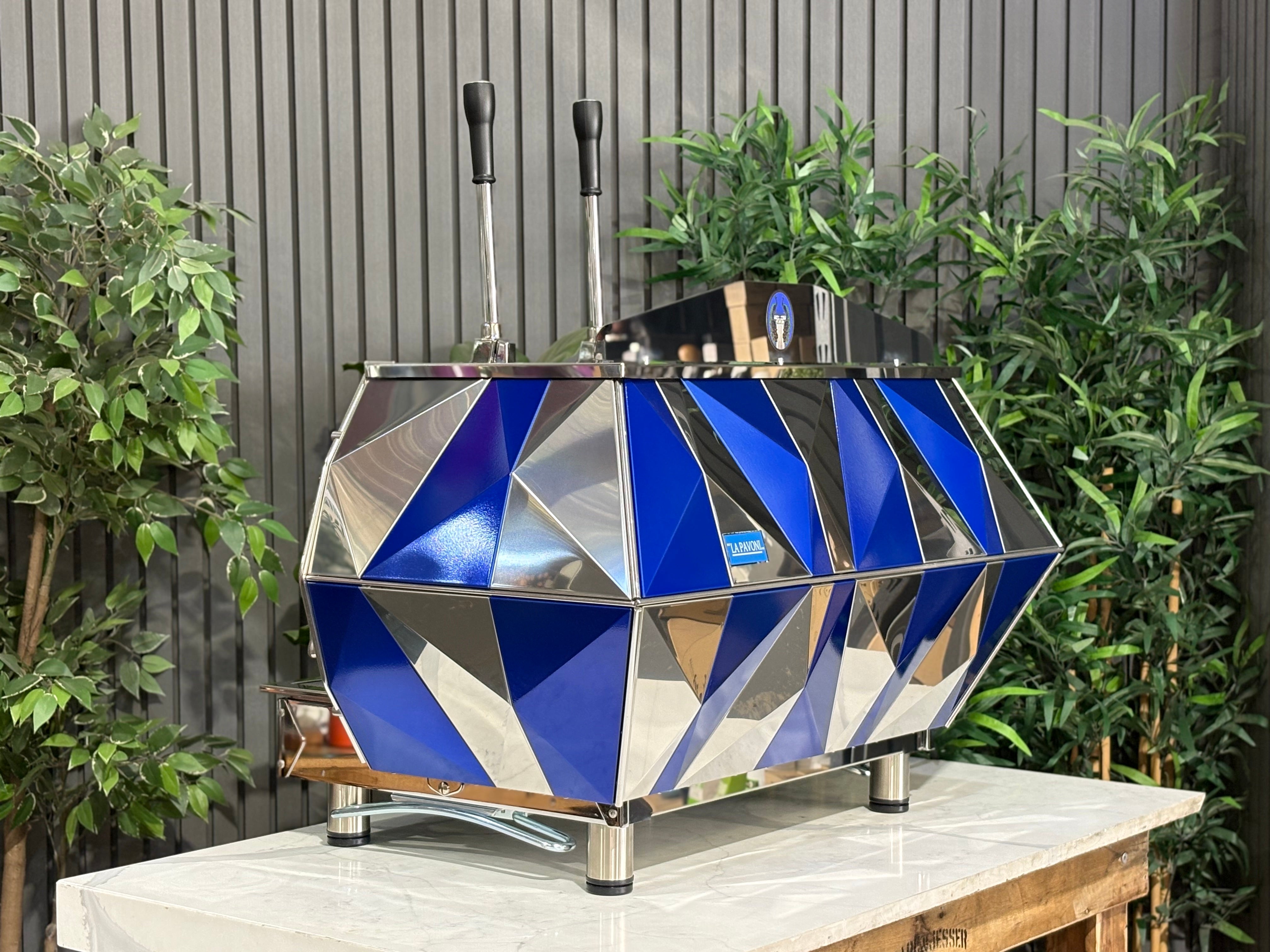 La Pavoni Diamante Lever Blue - 2 Group Commercial Espresso Machine - Chrome