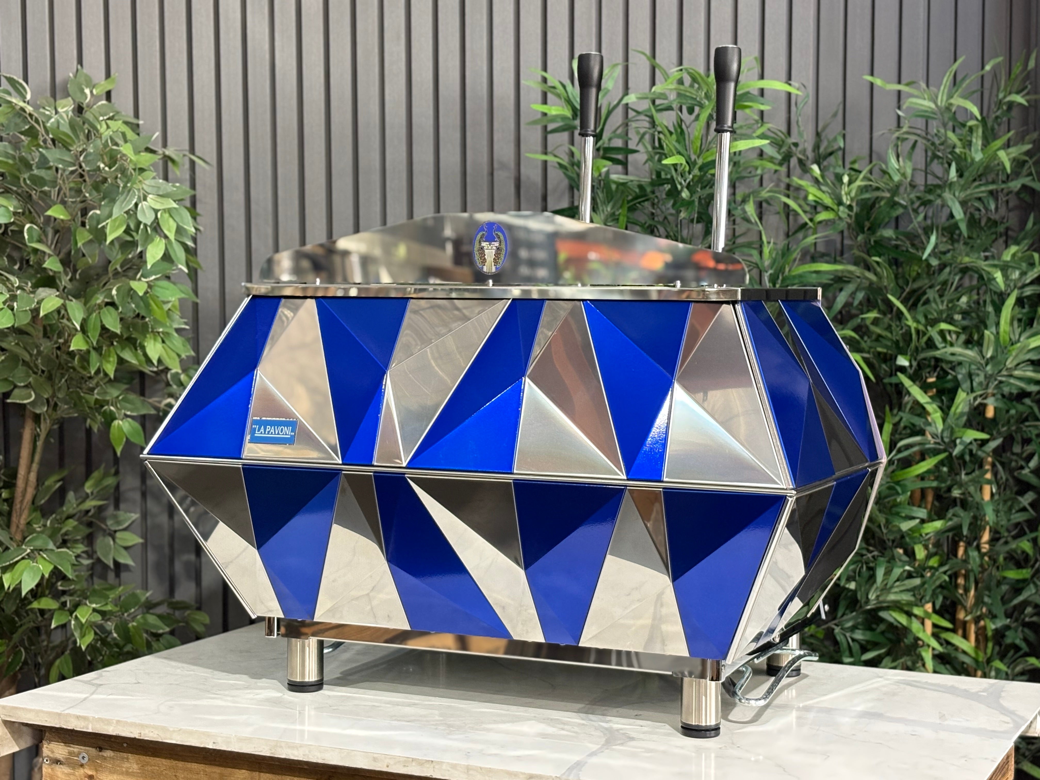 La Pavoni Diamante Lever Blue - 2 Group Commercial Espresso Machine - Chrome
