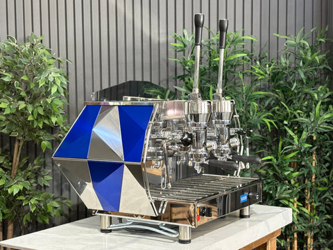 La Pavoni Diamante Lever Blue - 2 Group Commercial Espresso Machine - Chrome