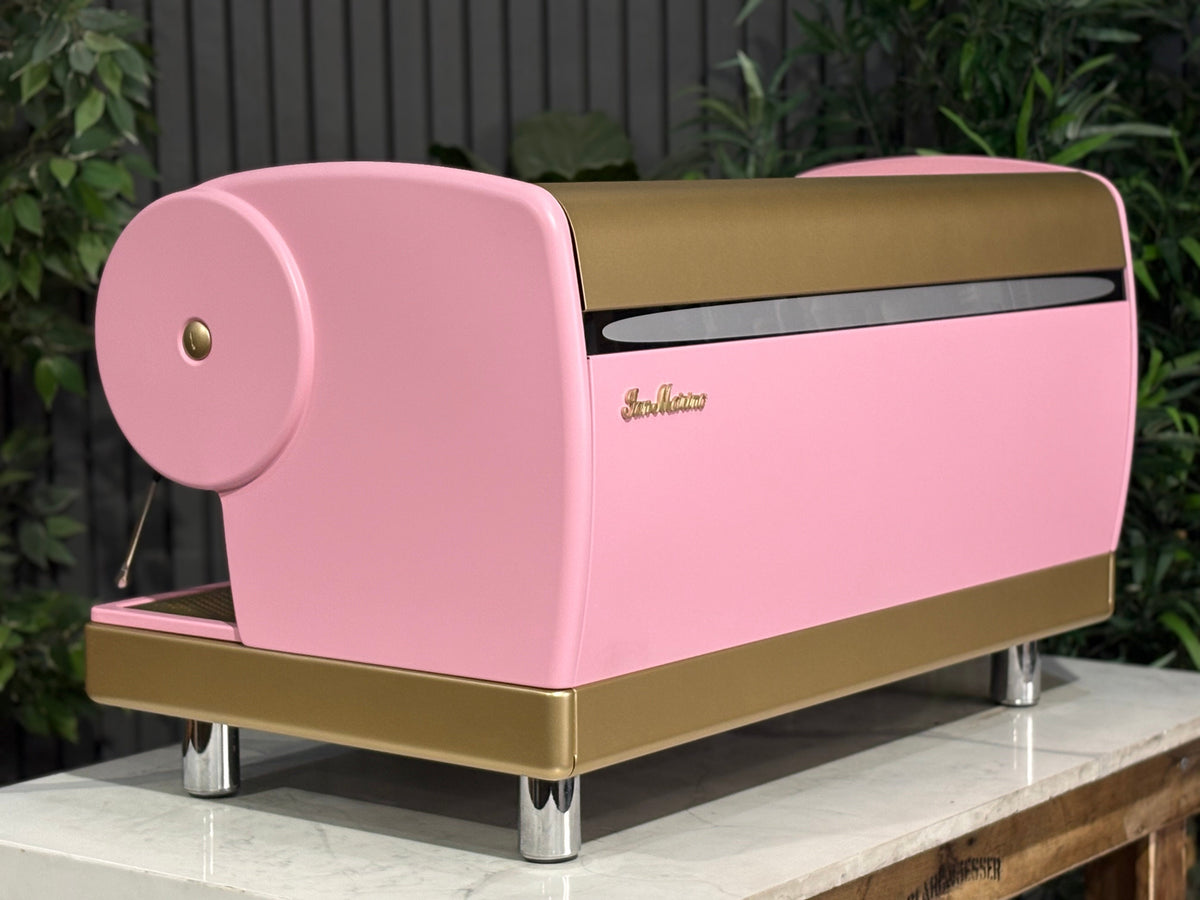 San Marino Lisa - - 3 Group Commercial Espresso Machine - Commercial - Pink, Gold & Timber