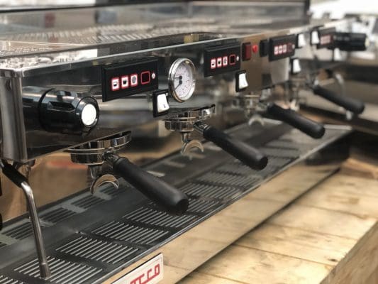 La Marzocco Linea with Chrono Touch Pads - 4 Group Commercial Espresso Machine - Red