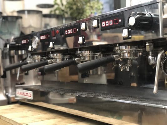La Marzocco Linea with Chrono Touch Pads - 4 Group Commercial Espresso Machine - Red