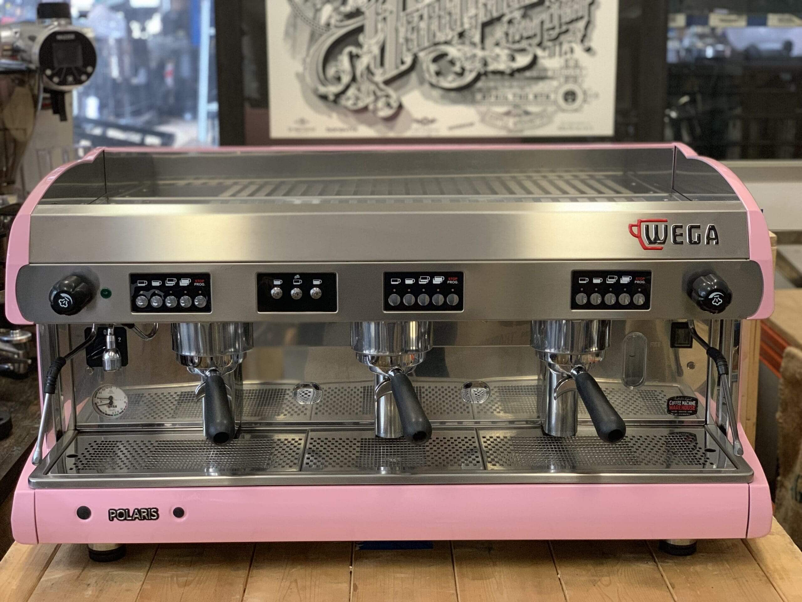 Wega Polaris Low Cup - 3 Group Commercial Espresso Machine - Pink