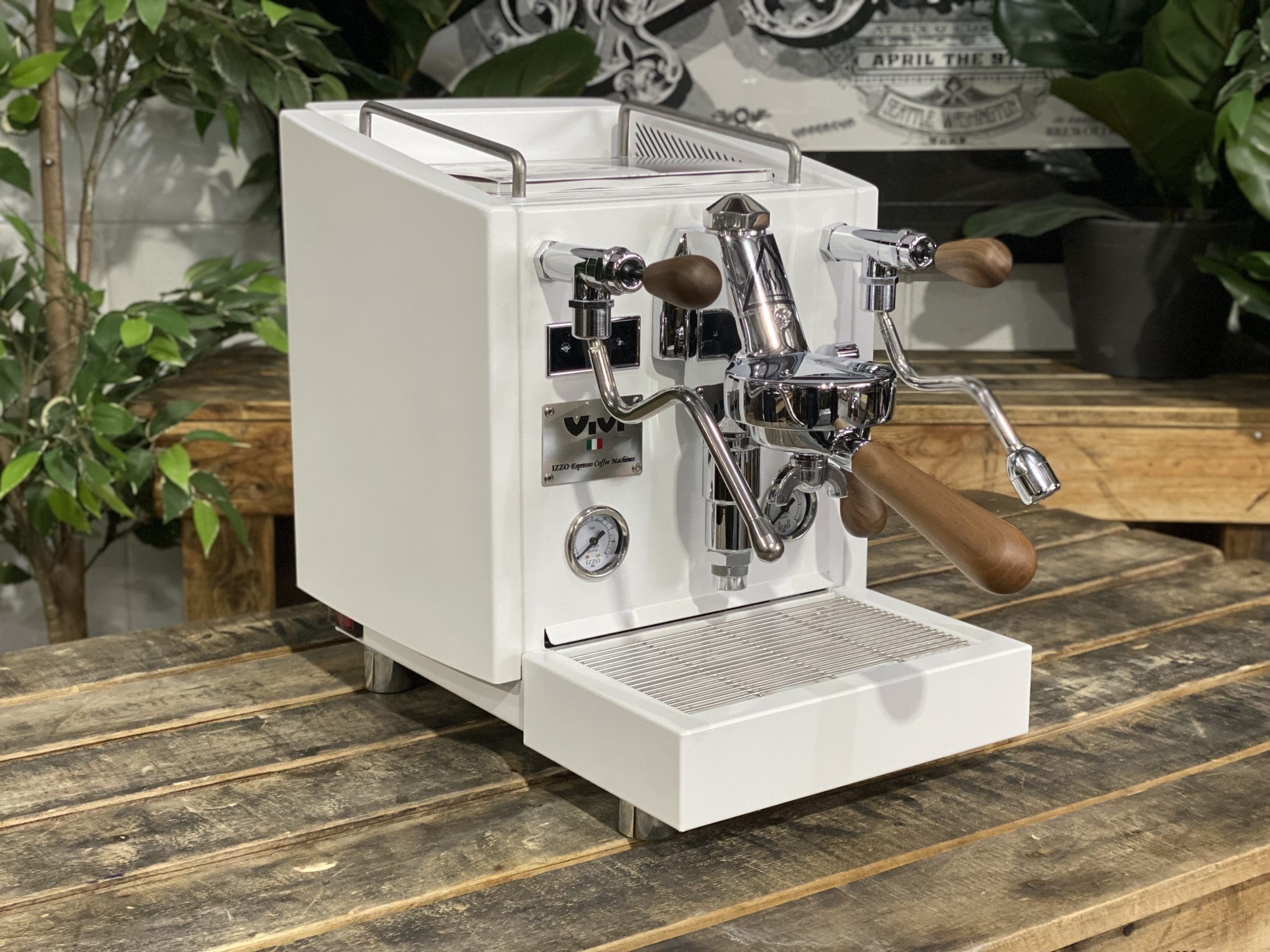 Izzo Vivi Duetto Dual Boiler White - 1 Group Commercial Espresso Machine - Timber