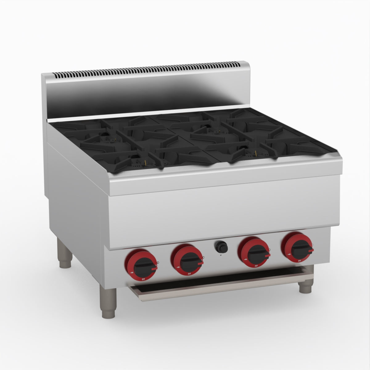 GasMAX Benchtop Lpg 4 Burner Cooktop W/ Splashback - JUS-TR-4BLPG