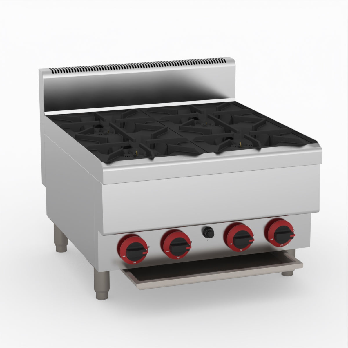 GasMAX Benchtop Natural Gas 4 Burner Cooktop W/ Splashback - JUS-TR-4B