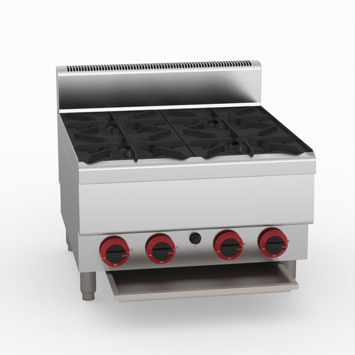GasMAX Benchtop Natural Gas 4 Burner Cooktop W/ Splashback - JUS-TR-4B
