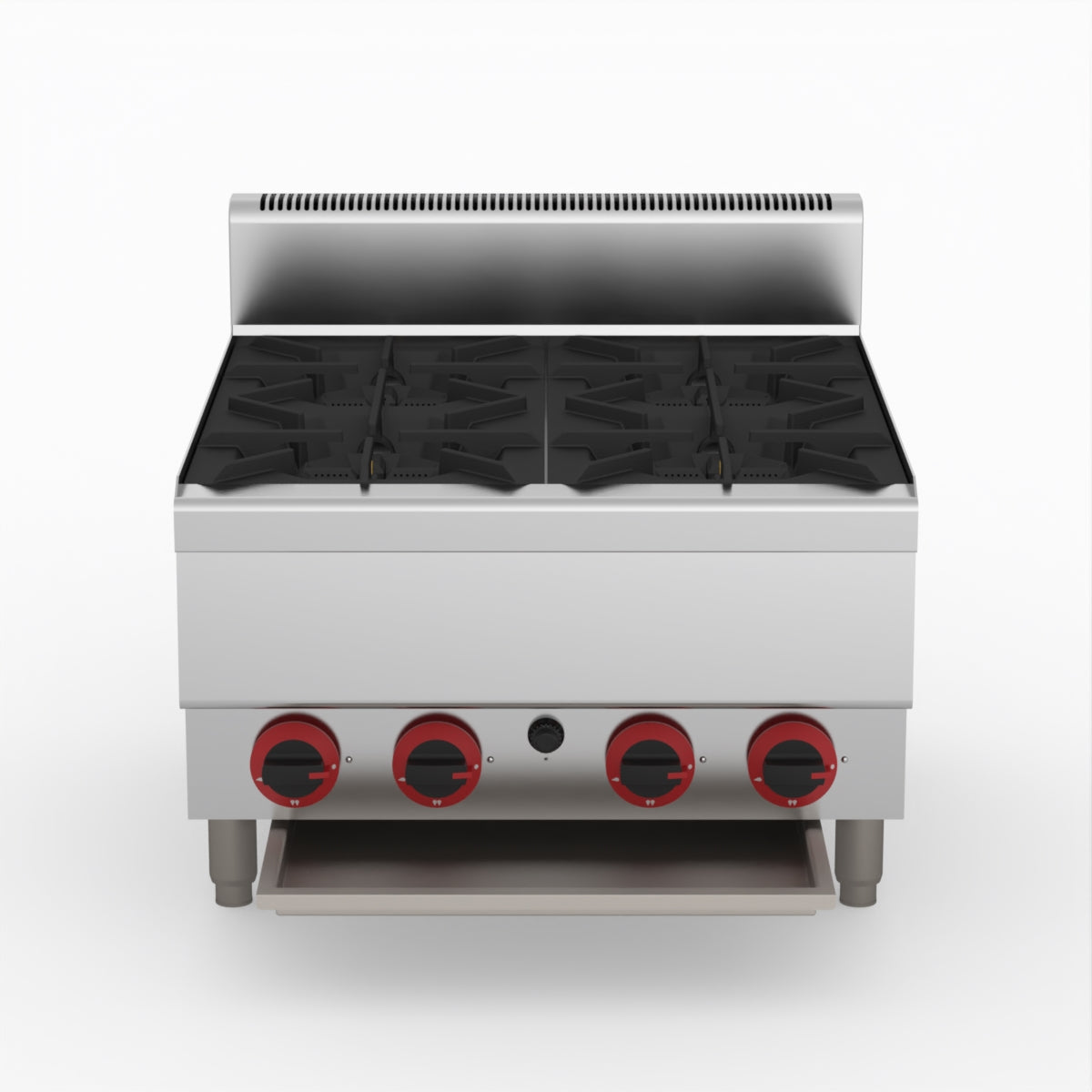 GasMAX Benchtop Lpg 4 Burner Cooktop W/ Splashback - JUS-TR-4BLPG