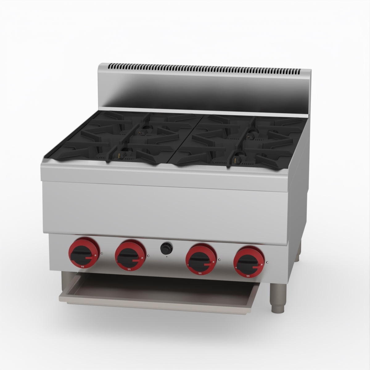 GasMAX Benchtop Lpg 4 Burner Cooktop W/ Splashback - JUS-TR-4BLPG