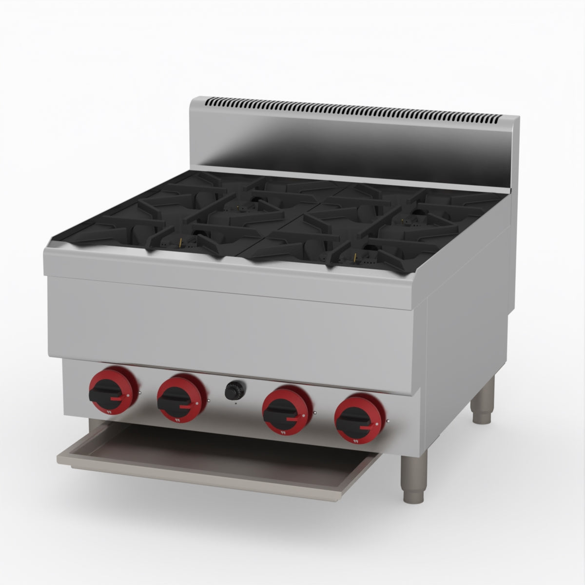 GasMAX Benchtop Lpg 4 Burner Cooktop W/ Splashback - JUS-TR-4BLPG