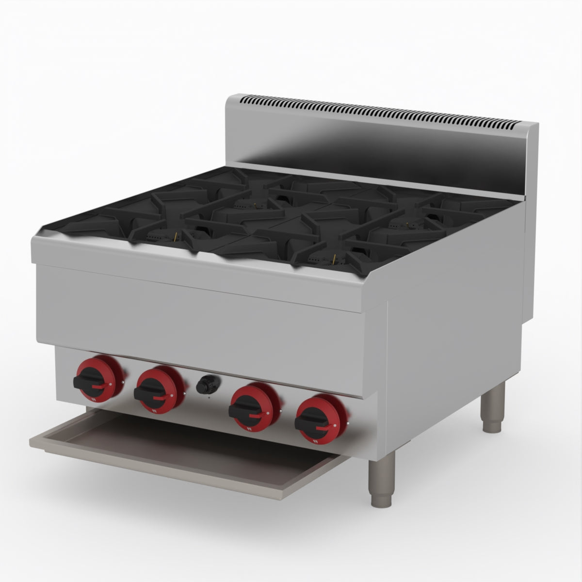 GasMAX Benchtop Natural Gas 4 Burner Cooktop W/ Splashback - JUS-TR-4B