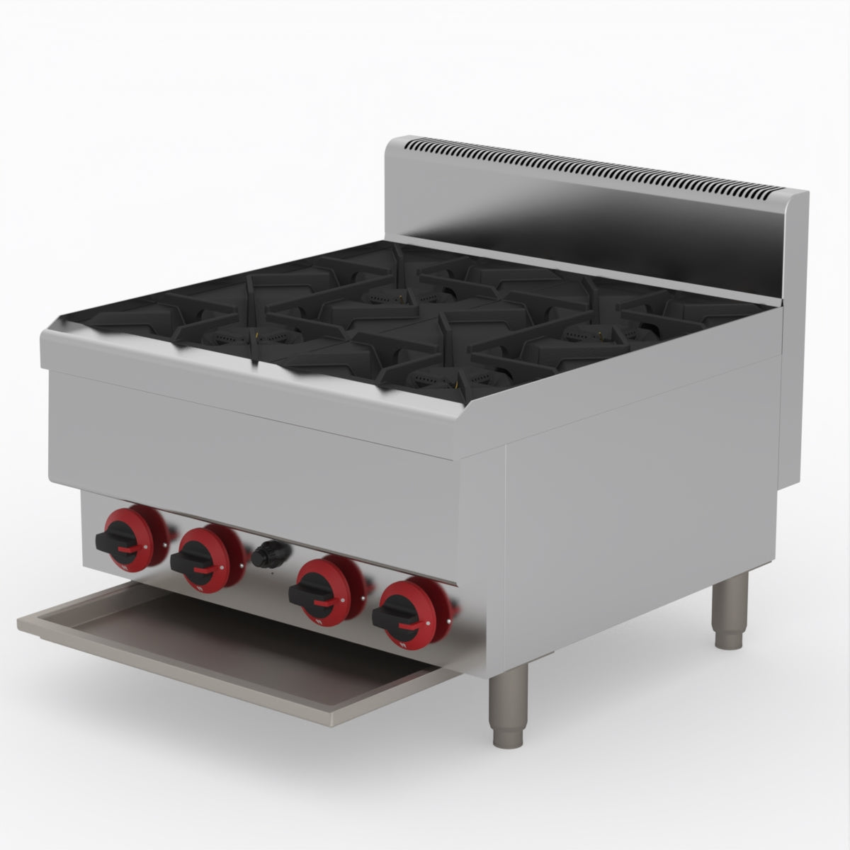 GasMAX Benchtop Lpg 4 Burner Cooktop W/ Splashback - JUS-TR-4BLPG