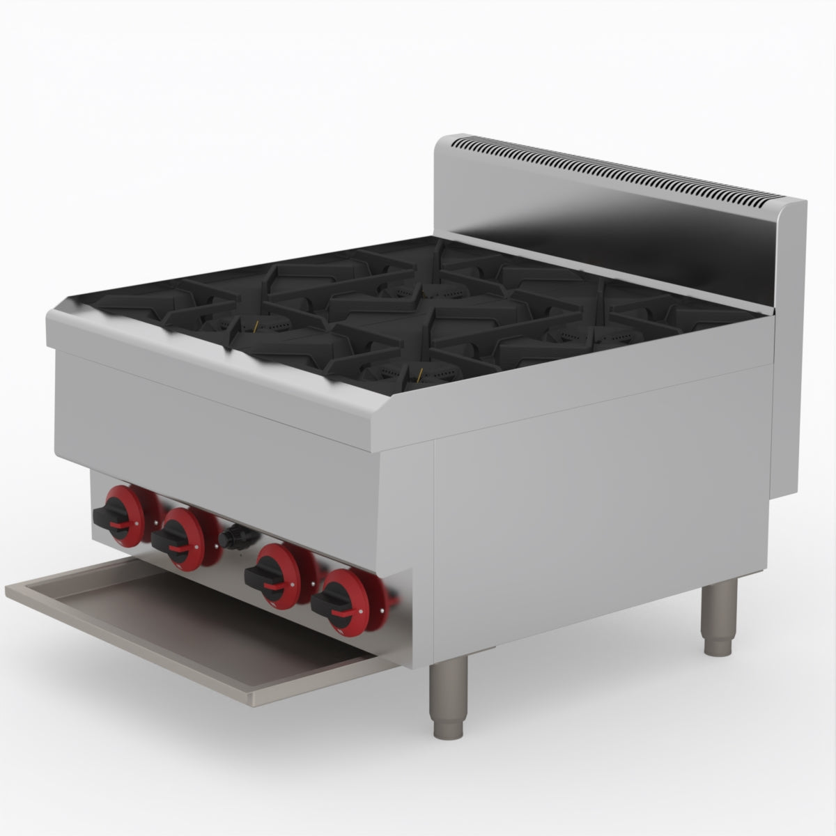 GasMAX Benchtop Natural Gas 4 Burner Cooktop W/ Splashback - JUS-TR-4B