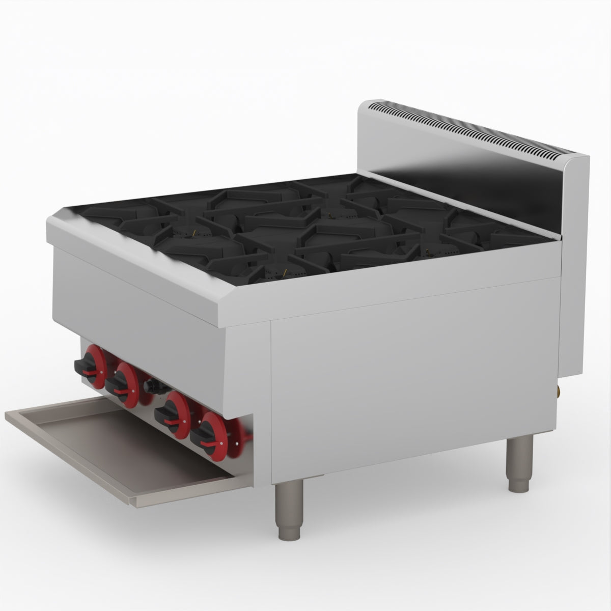 GasMAX Benchtop Lpg 4 Burner Cooktop W/ Splashback - JUS-TR-4BLPG