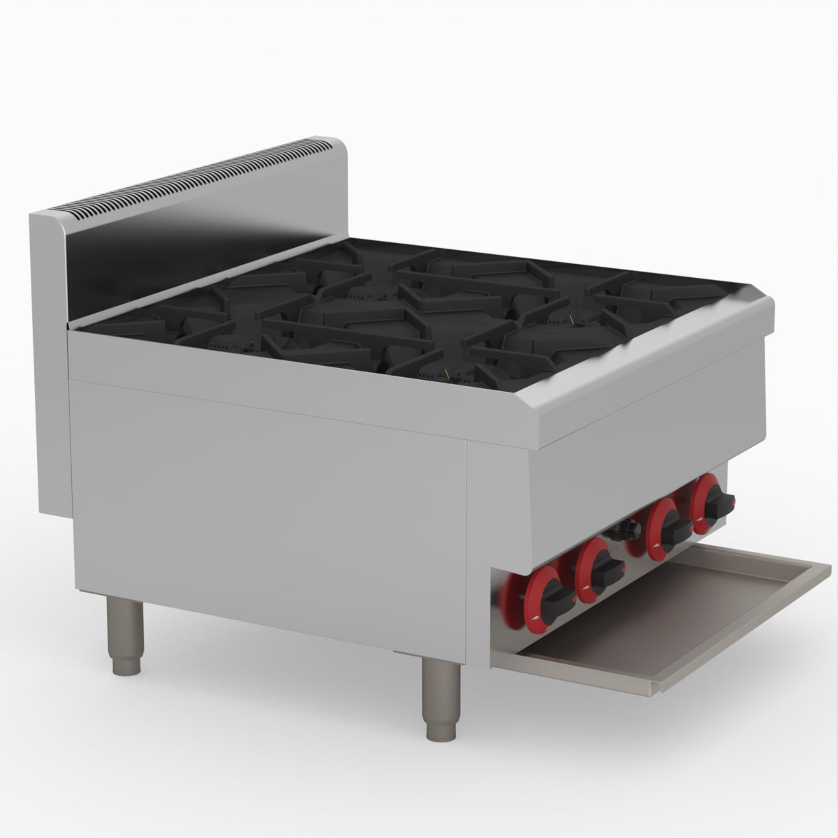 GasMAX Benchtop Natural Gas 4 Burner Cooktop W/ Splashback - JUS-TR-4B