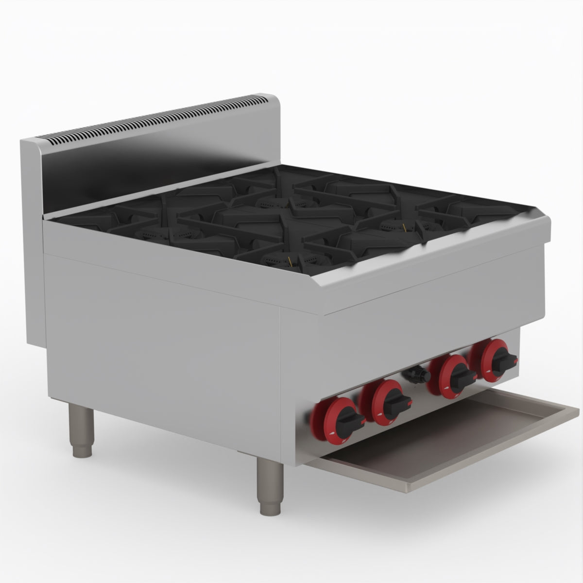 GasMAX Benchtop Natural Gas 4 Burner Cooktop W/ Splashback - JUS-TR-4B
