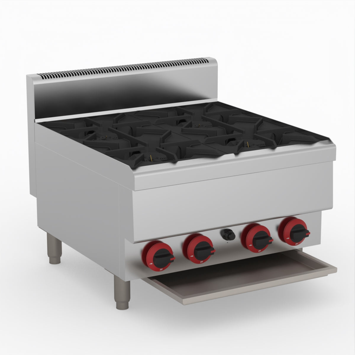 GasMAX Benchtop Lpg 4 Burner Cooktop W/ Splashback - JUS-TR-4BLPG