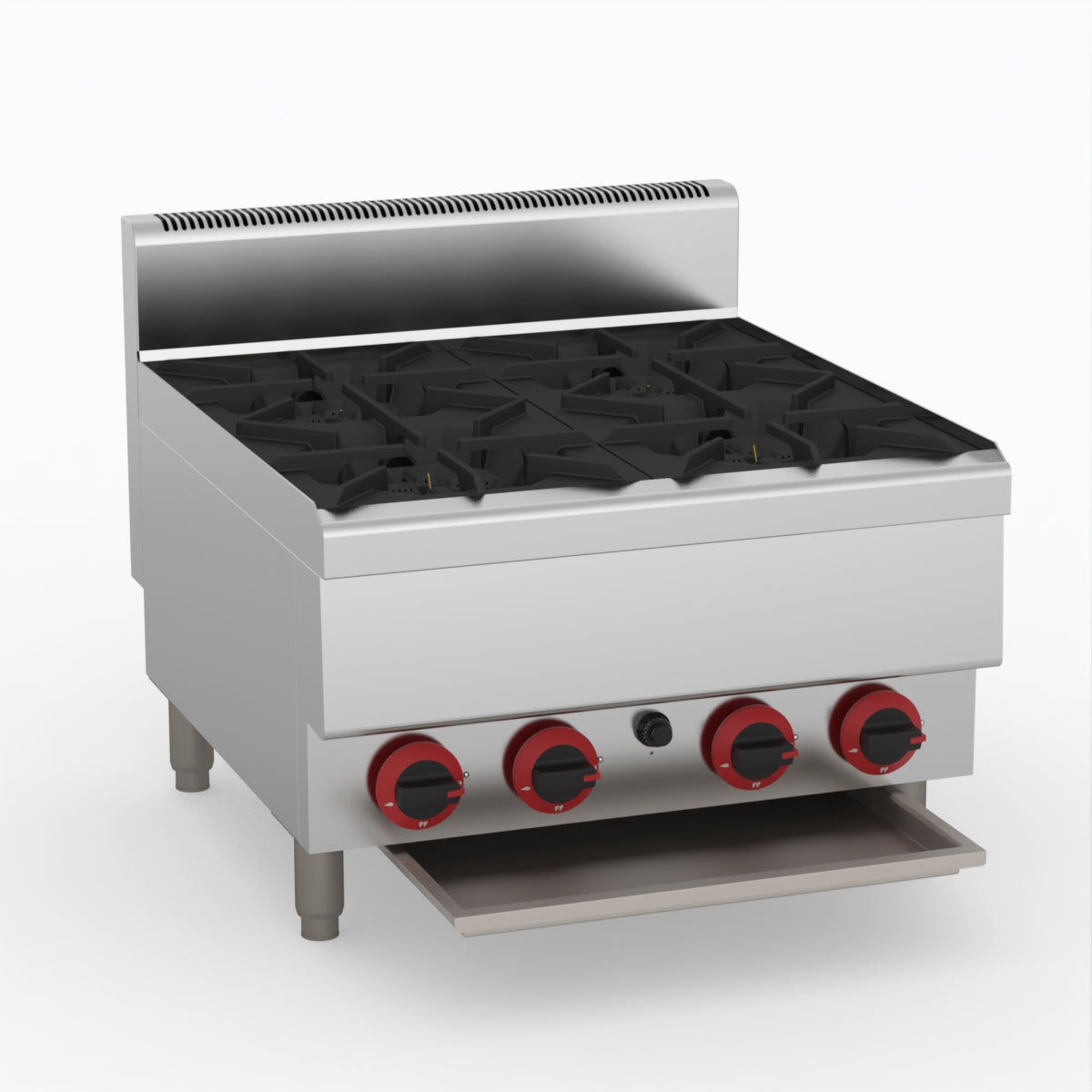 GasMAX Benchtop Lpg 4 Burner Cooktop W/ Splashback - JUS-TR-4BLPG