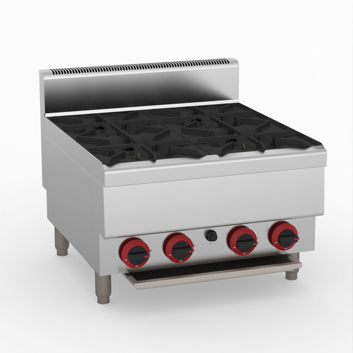 GasMAX Benchtop Lpg 4 Burner Cooktop W/ Splashback - JUS-TR-4BLPG