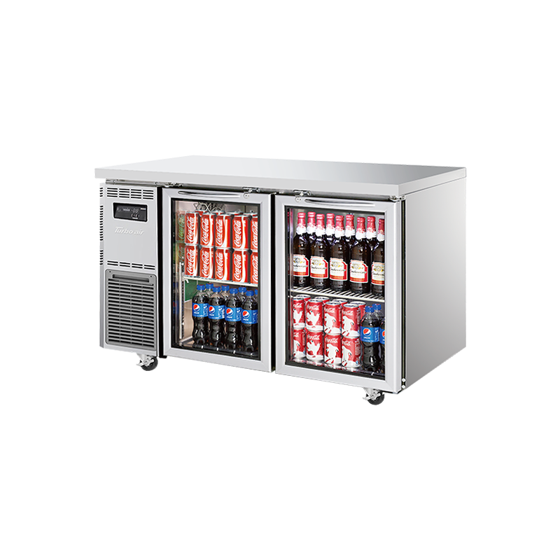 Turbo Air Undercounter 2 Glass Door Fridge 1200mm Width x 700mm Depth KGR12-2-N