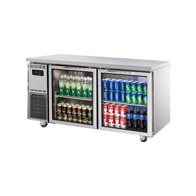 Turbo Air Undercounter 2 Glass Door Fridge 1500mm Width x 700mm Depth KGR15-2-N
