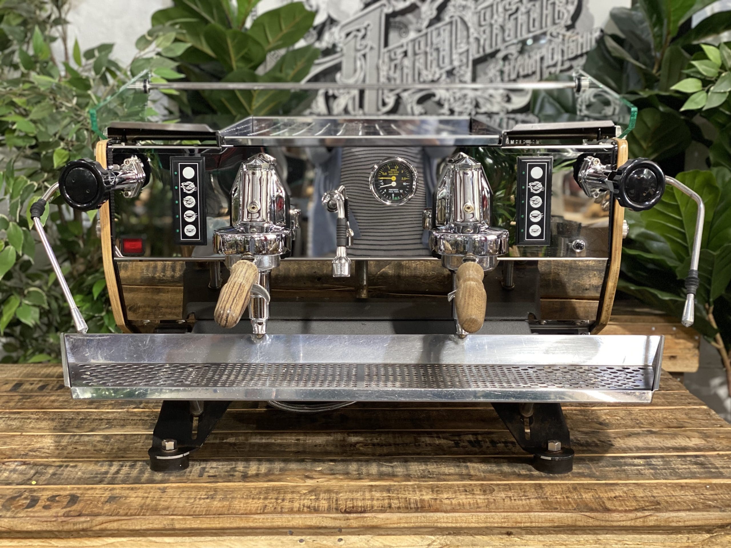 Kees Van Der Westen Mirage Duette Stainless Used - 2 Group Commercial Espresso Machine - Timber