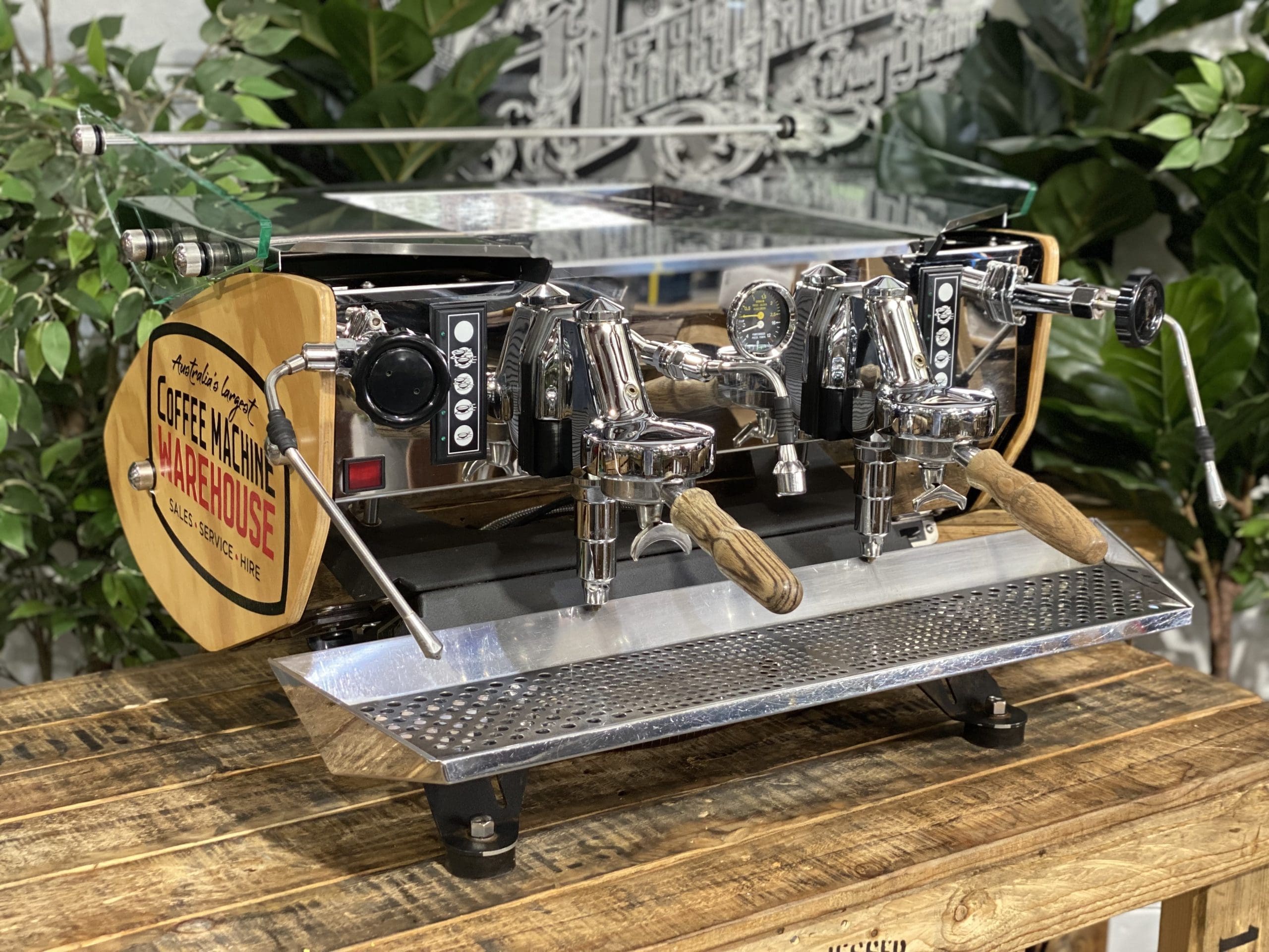 Kees Van Der Westen Mirage Duette Stainless Used - 2 Group Commercial Espresso Machine - Timber