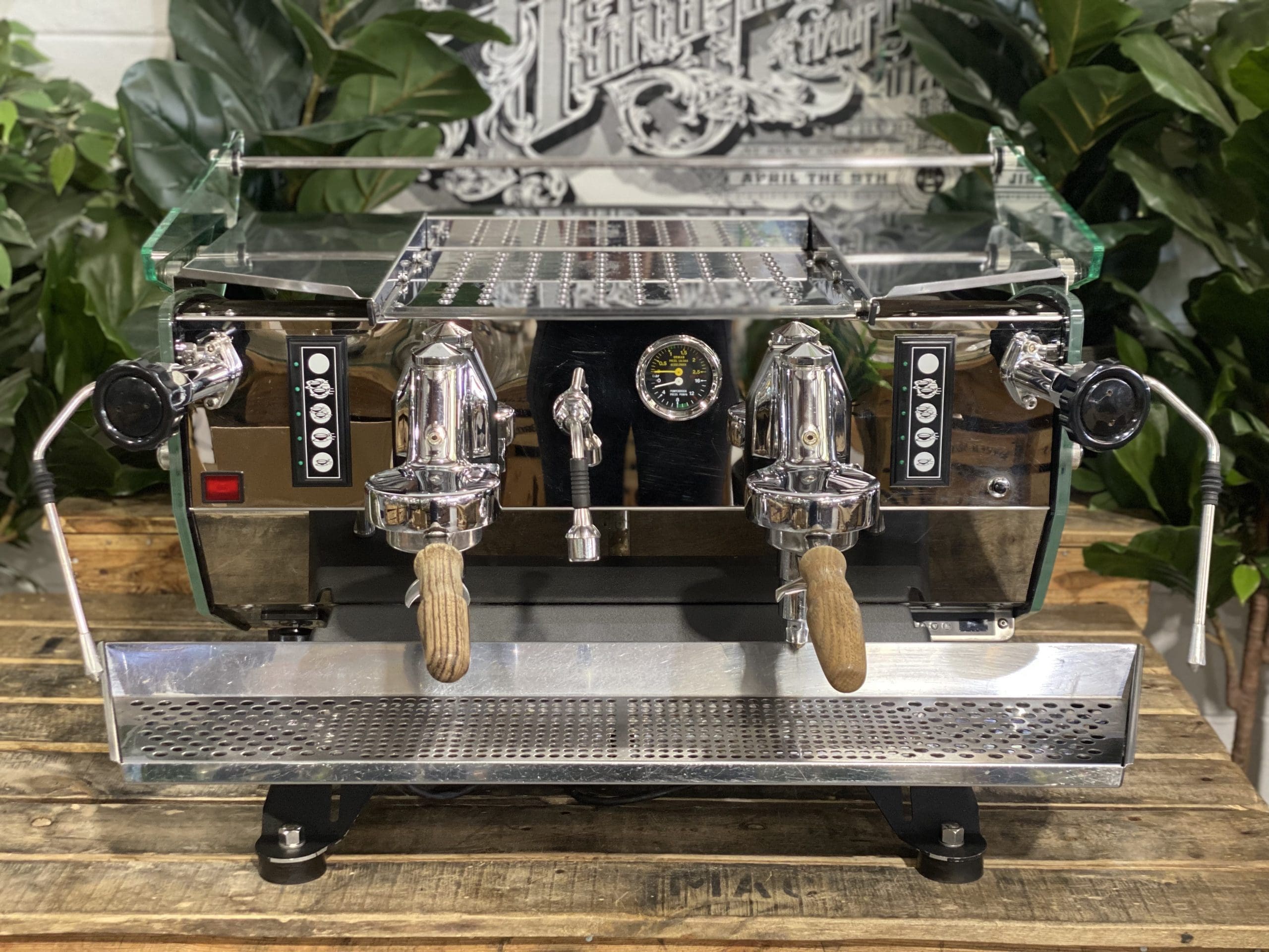 Kees Van Der Westen Mirage Duette Timber Handles / Mirage Sides - 2 Group Commercial Espresso Machine - Stainless