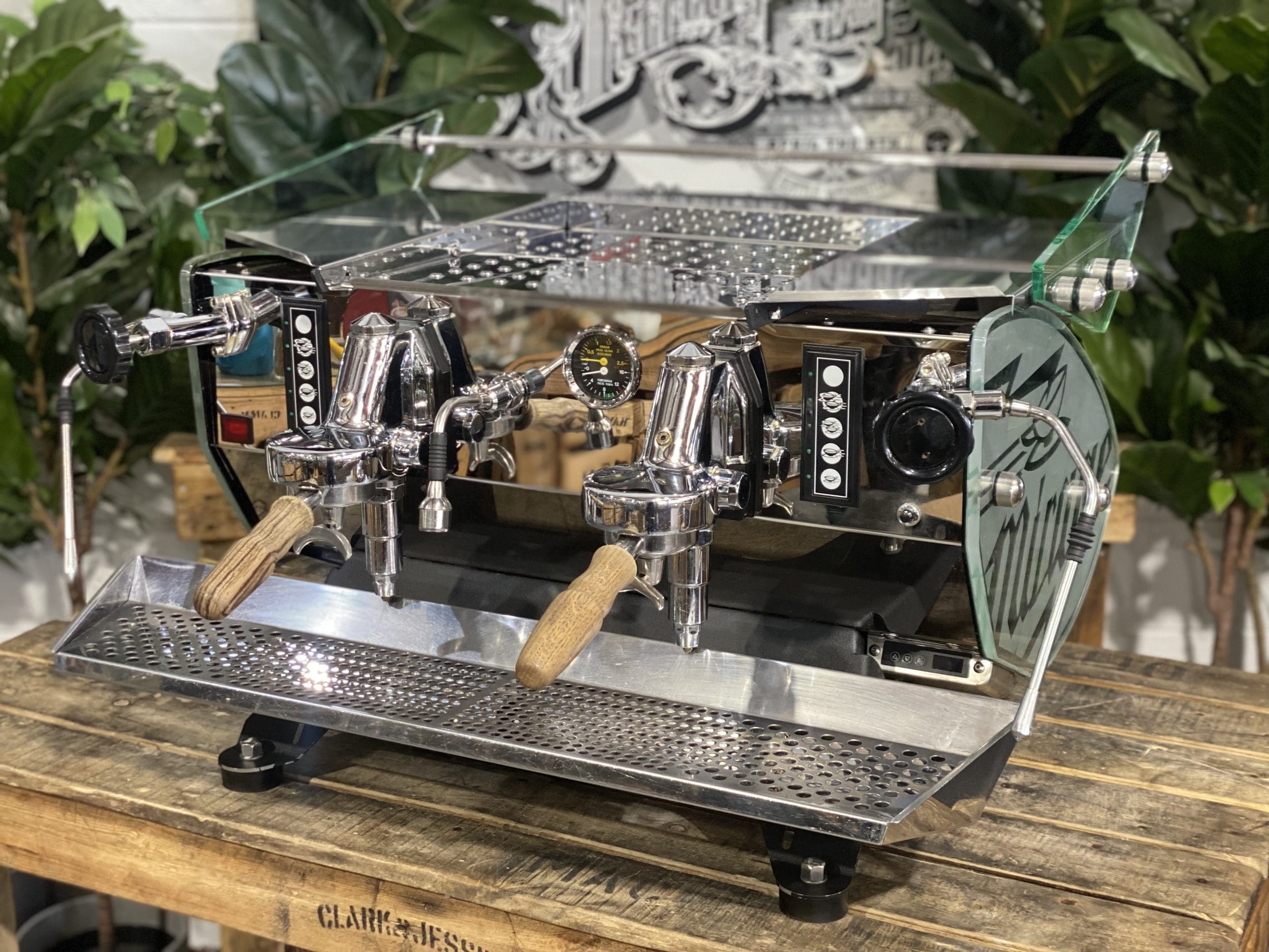 Kees Van Der Westen Mirage Duette Timber Handles / Mirage Sides - 2 Group Commercial Espresso Machine - Stainless