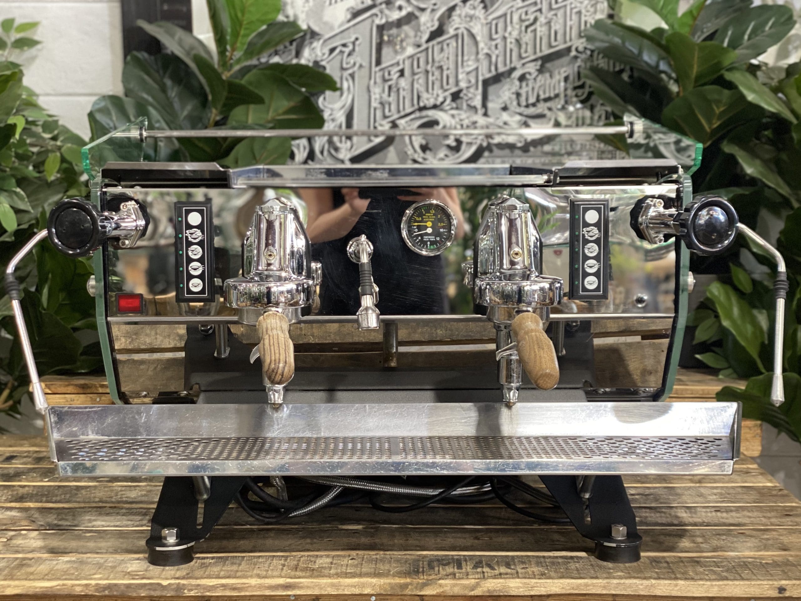 Kees Van Der Westen Mirage Duette Timber Handles / Mirage Sides - 2 Group Commercial Espresso Machine - Stainless