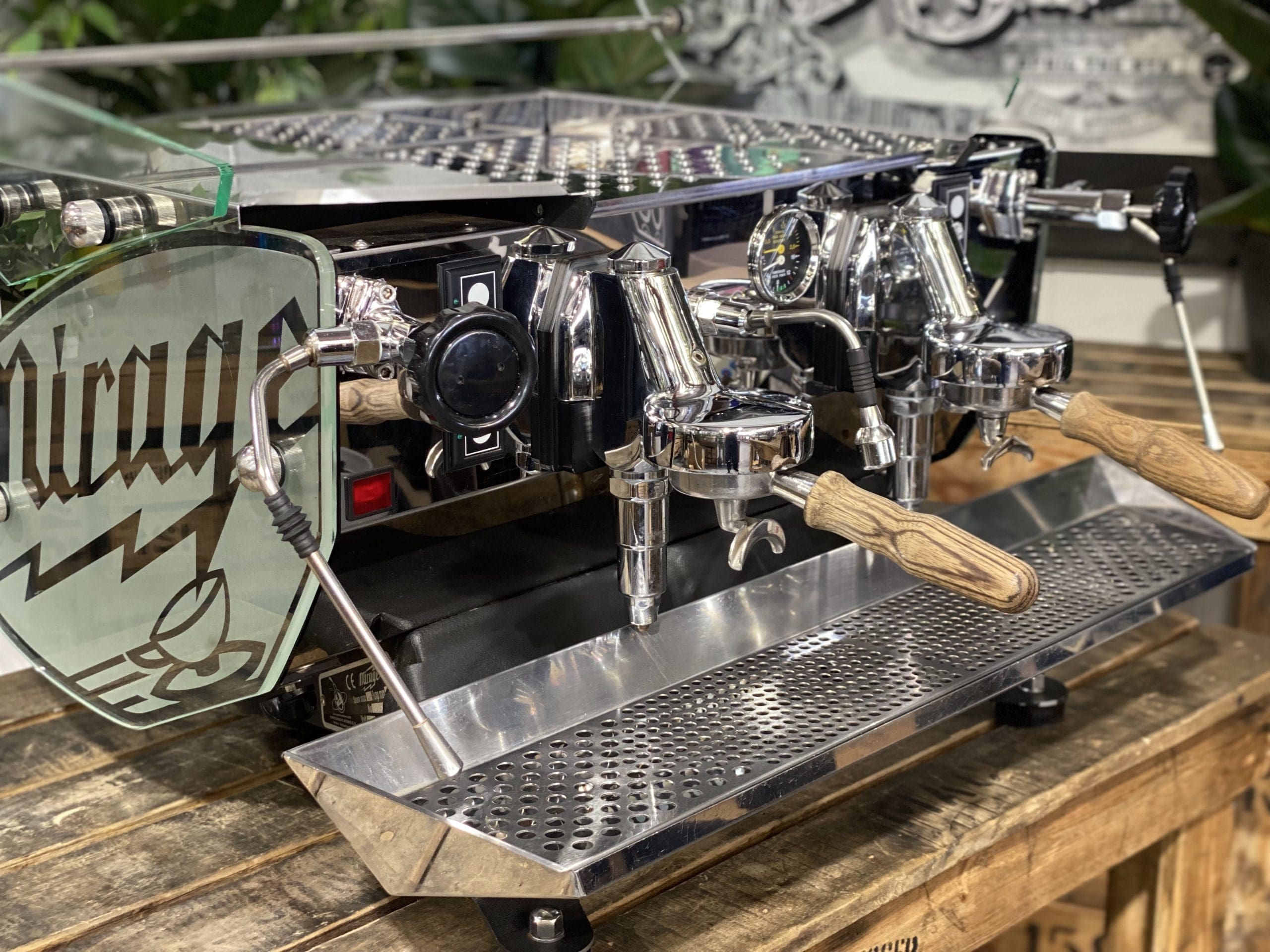 Kees Van Der Westen Mirage Duette Timber Handles / Mirage Sides - 2 Group Commercial Espresso Machine - Stainless