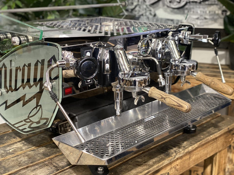 Kees Van Der Westen Mirage Duette Timber Handles / Mirage Sides - 2 Group Commercial Espresso Machine - Stainless
