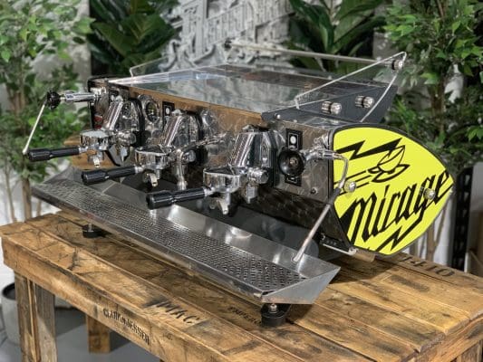 Kees Van Der Westen Mirage Arte Veloce Triplette Sides - 3 Group Commercial Espresso Machine - Yellow