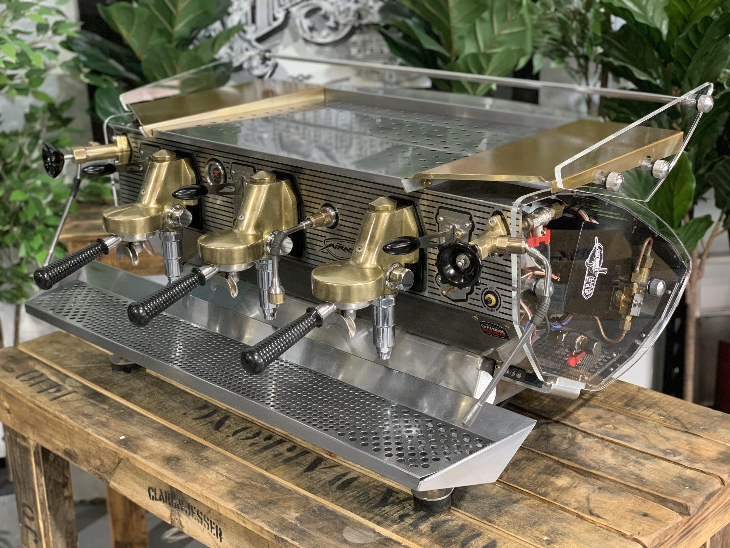 Kees Van Der Western Mirage Triplett Steampunk Bastone - 3 Group Commercial Espresso Machine