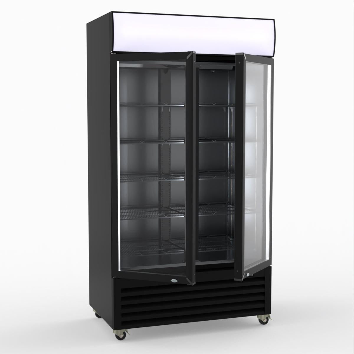 Thermaster 1000L Two Glass Door Colourbond Upright Drink Fridge Black LG-1000BP