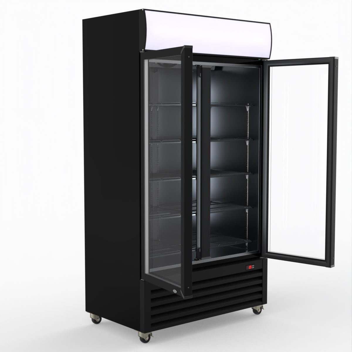 Thermaster 1000L Two Glass Door Colourbond Upright Drink Fridge Black LG-1000BP