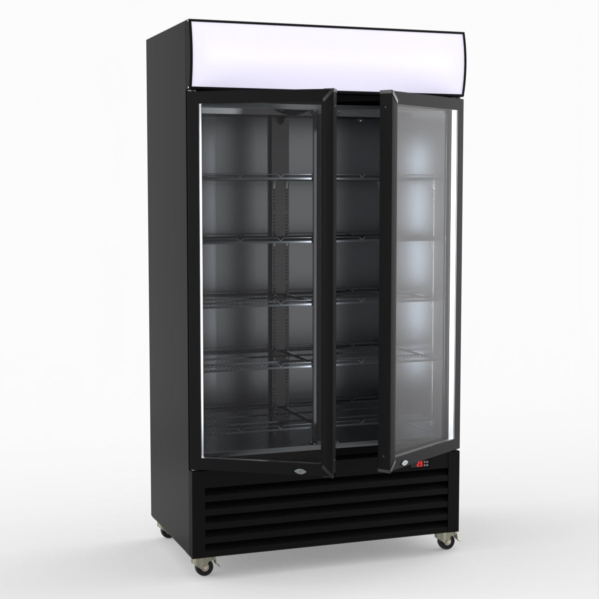 Thermaster 1000L Two Glass Door Colourbond Upright Drink Fridge Black LG-1000BP