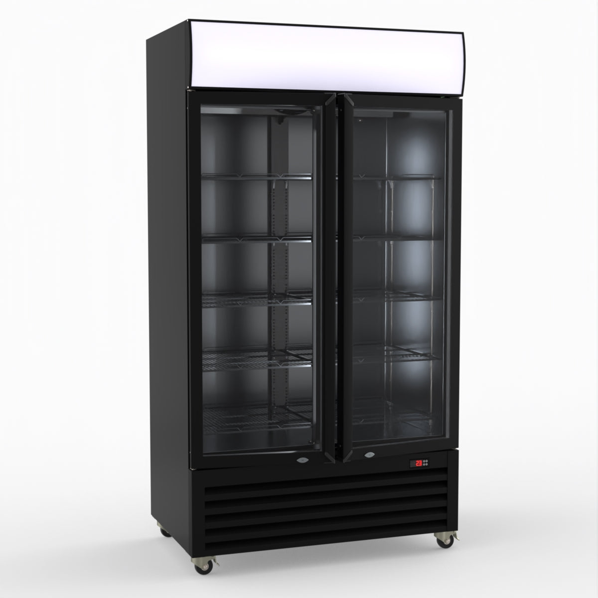 Thermaster 1000L Two Glass Door Colourbond Upright Drink Fridge Black LG-1000BP