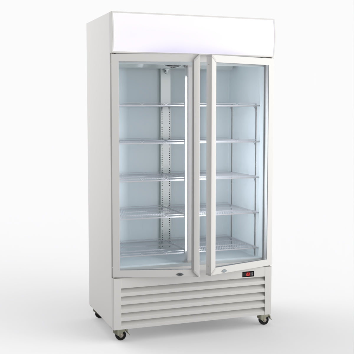 Thermaster 1000L Two Glass Door Colourbond Upright Drink Fridge White LG-1000P