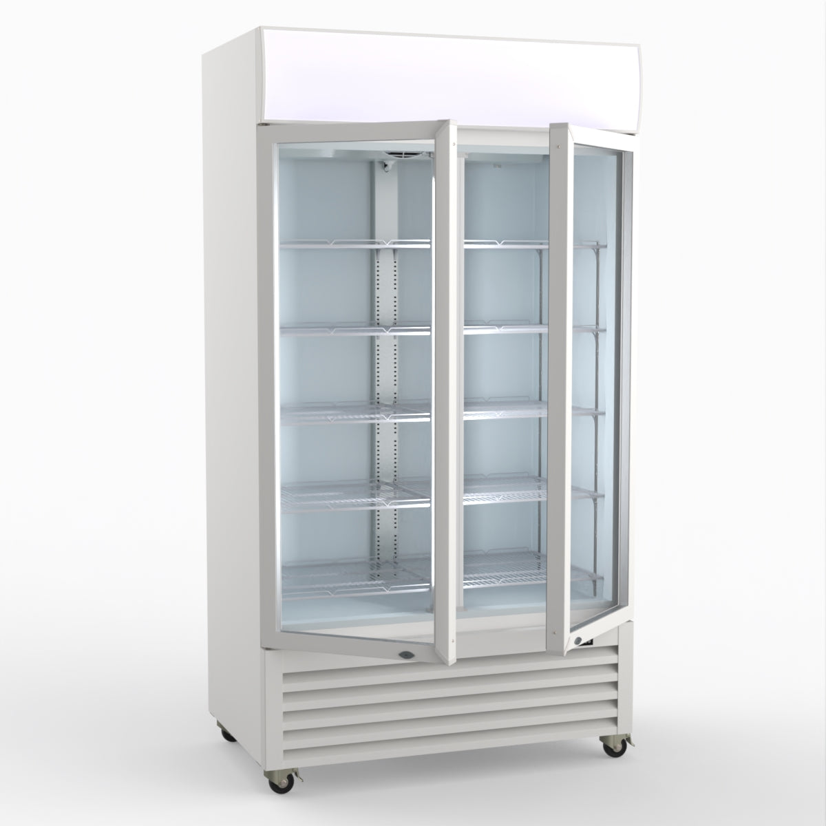 Thermaster 1000L Two Glass Door Colourbond Upright Drink Fridge White LG-1000P