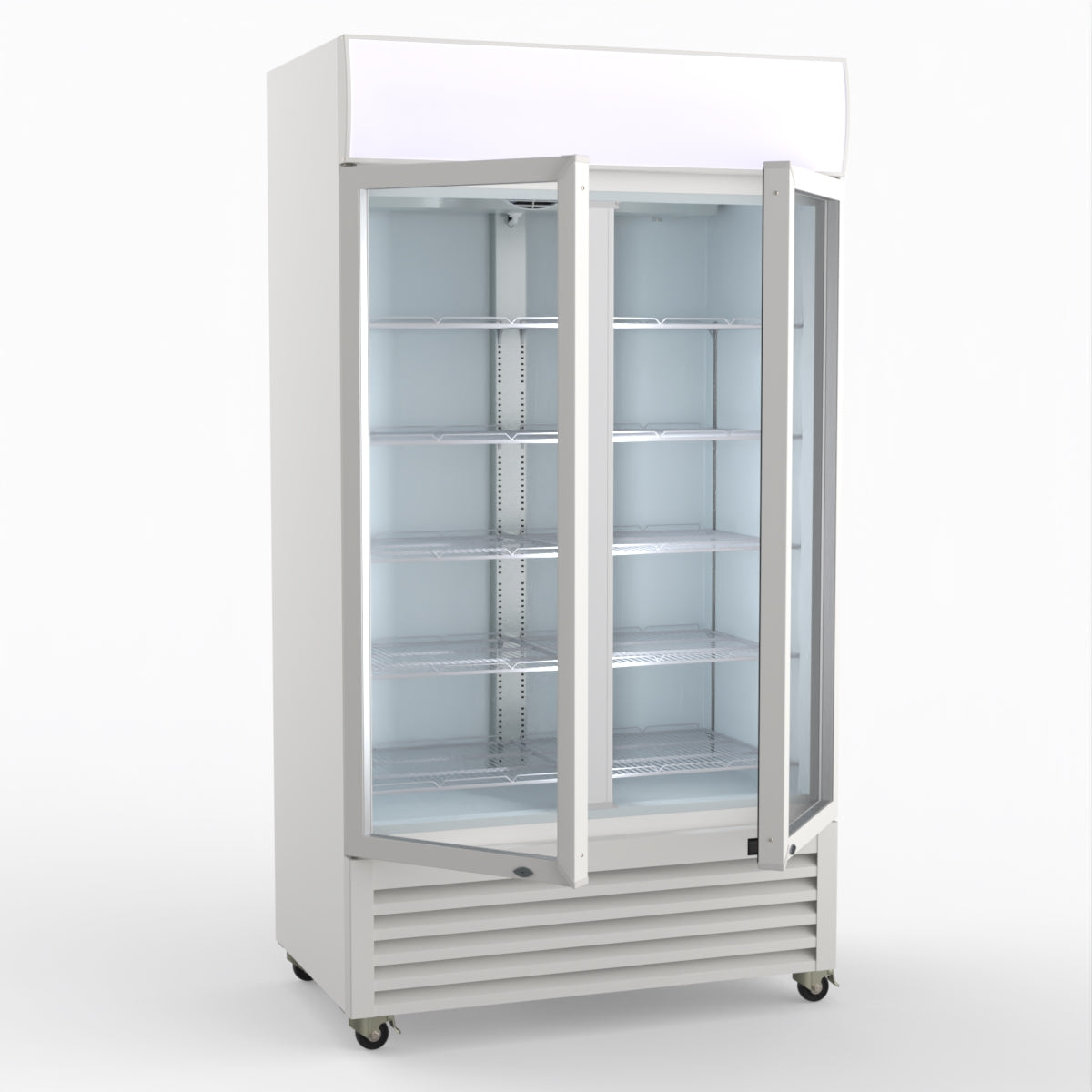 Thermaster 1000L Two Glass Door Colourbond Upright Drink Fridge White LG-1000P