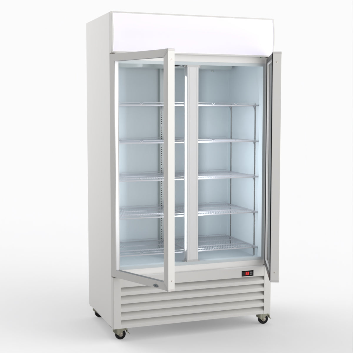 Thermaster 1000L Two Glass Door Colourbond Upright Drink Fridge White LG-1000P