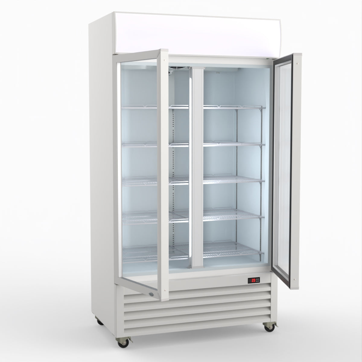 Thermaster 1000L Two Glass Door Colourbond Upright Drink Fridge White LG-1000P