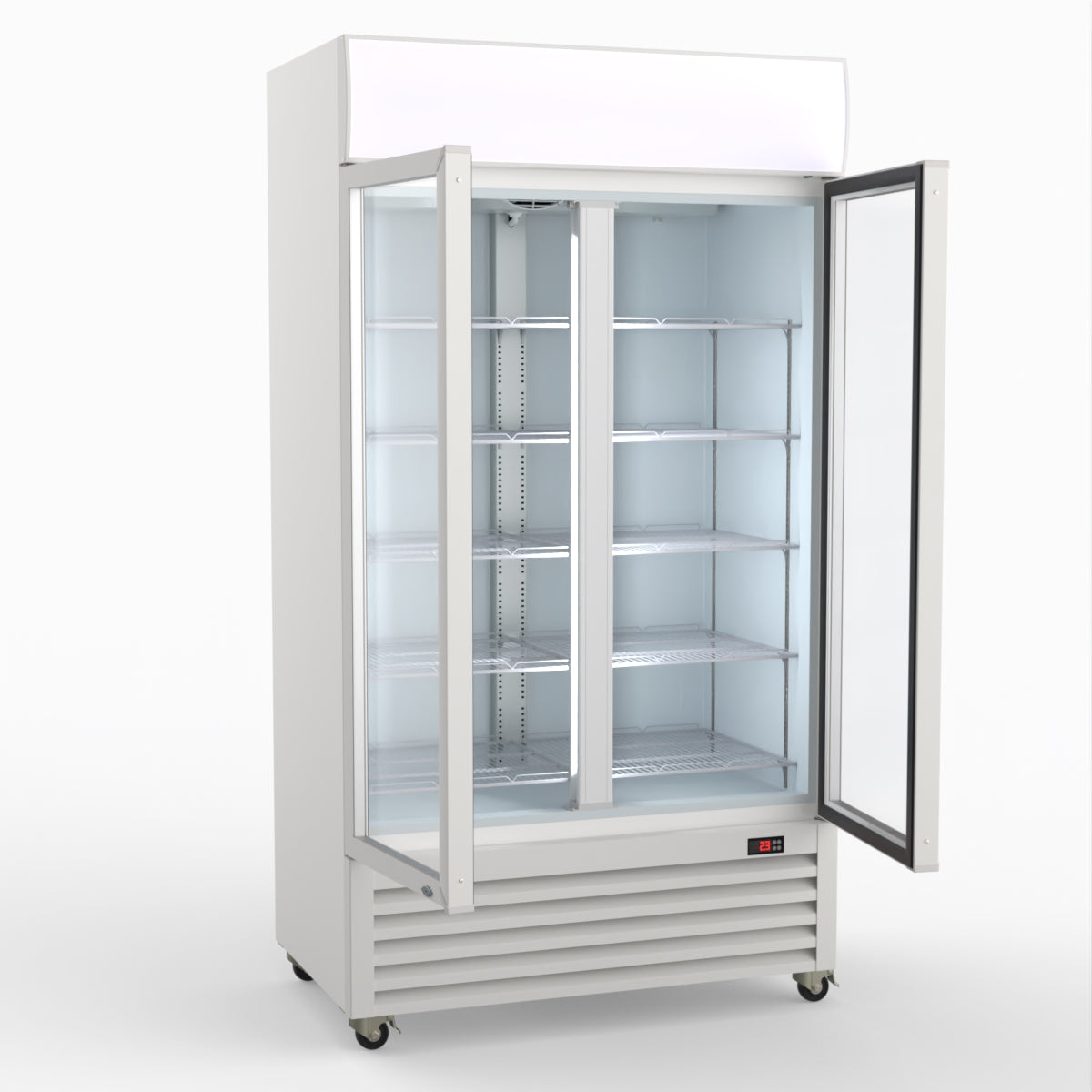 Thermaster 1000L Two Glass Door Colourbond Upright Drink Fridge White LG-1000P