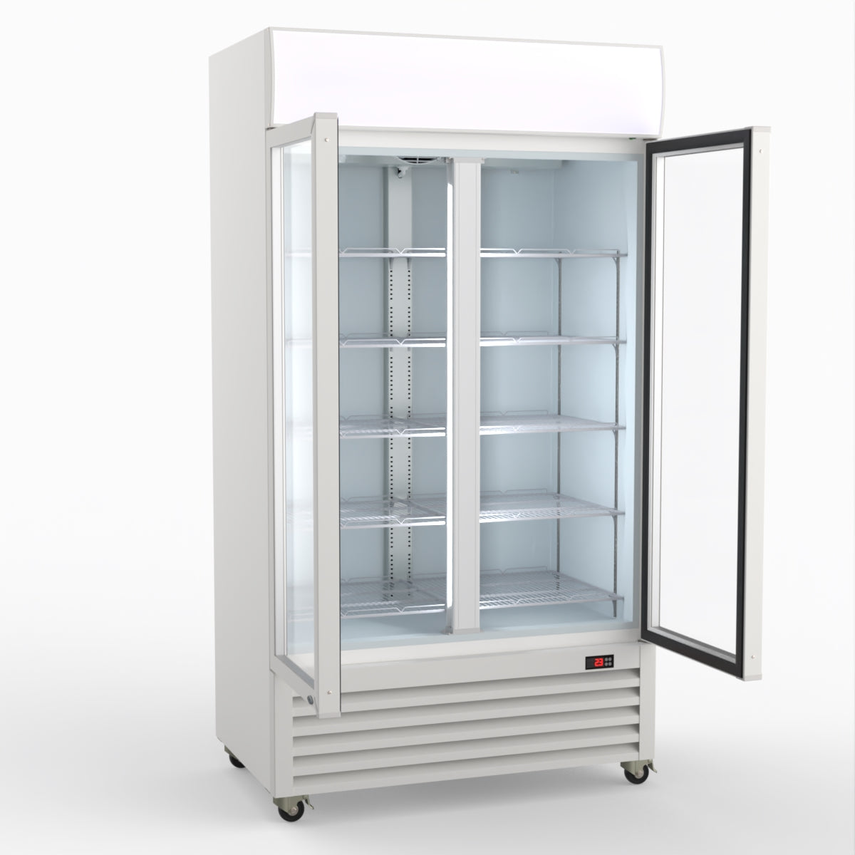 Thermaster 1000L Two Glass Door Colourbond Upright Drink Fridge White LG-1000P