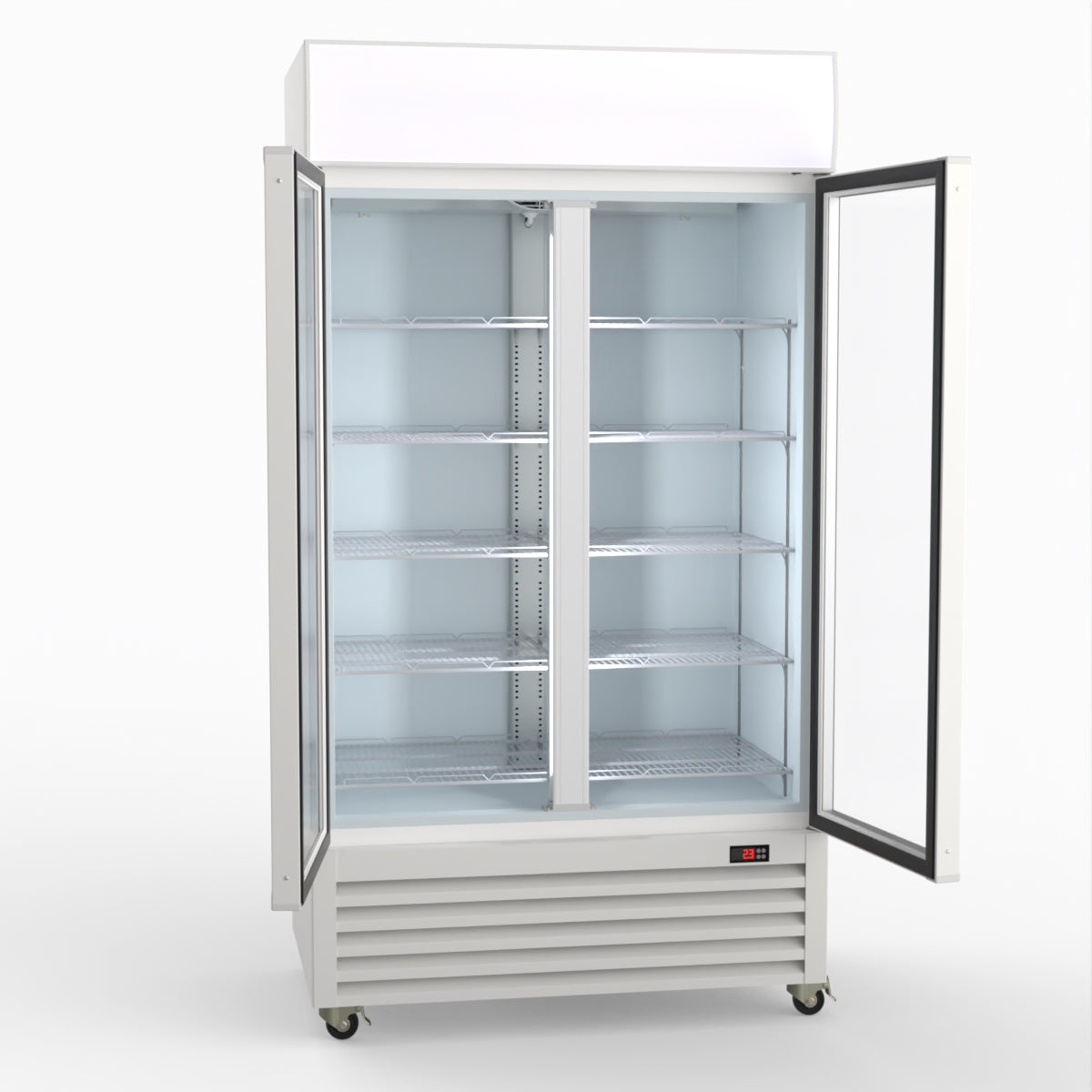 Thermaster 1000L Two Glass Door Colourbond Upright Drink Fridge White LG-1000P