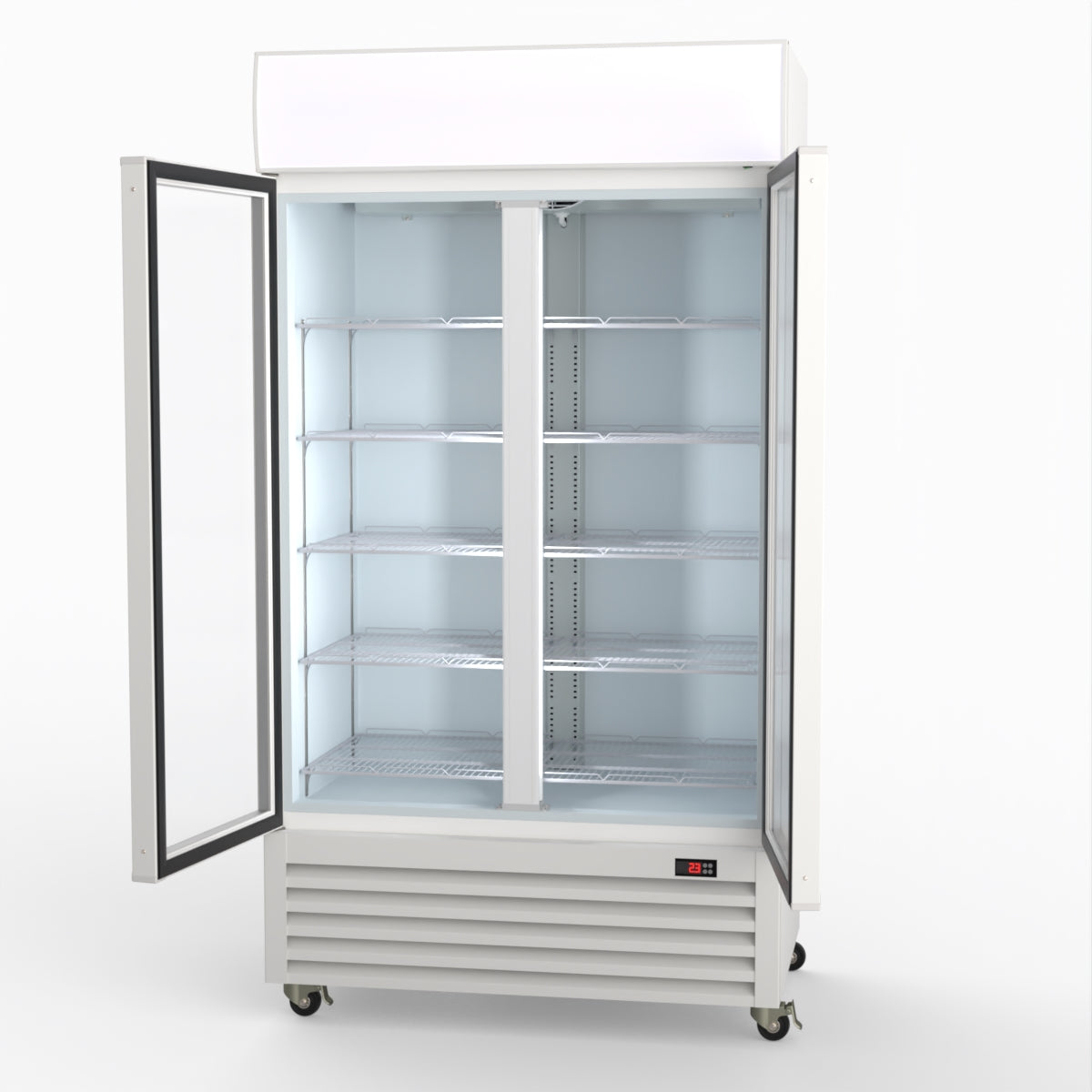Thermaster 1000L Two Glass Door Colourbond Upright Drink Fridge White LG-1000P