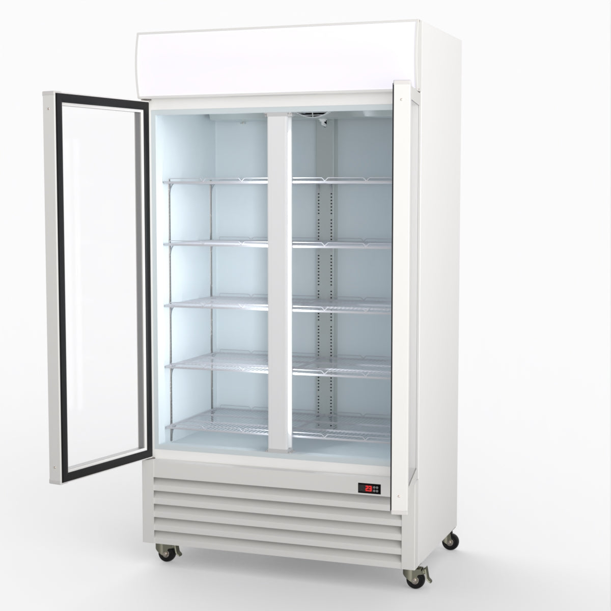 Thermaster 1000L Two Glass Door Colourbond Upright Drink Fridge White LG-1000P