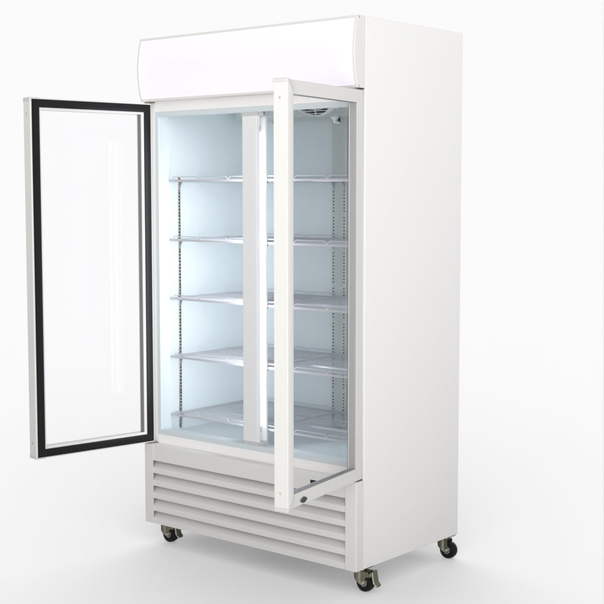 Thermaster 1000L Two Glass Door Colourbond Upright Drink Fridge White LG-1000P
